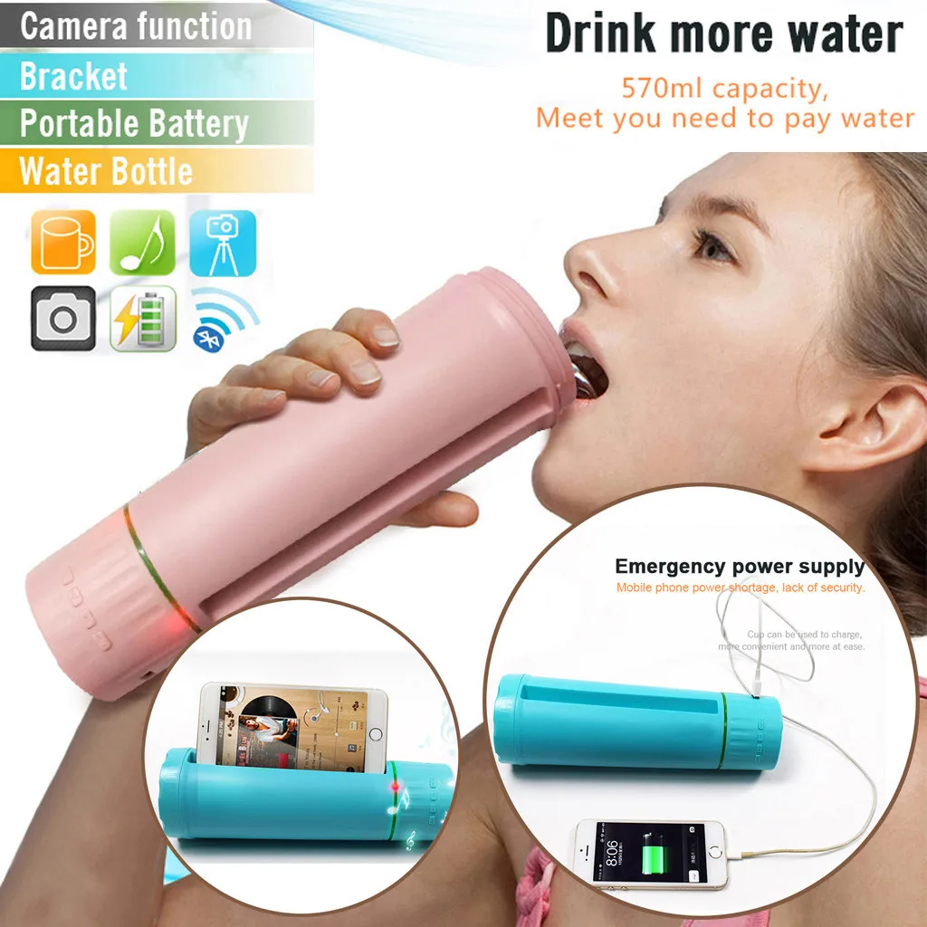 

5 In 1 Multifunctional Smart Music Cup Power Bank Phone Stand Bluetooth Speaker Sefie Remote Control Water Bottle for Travel