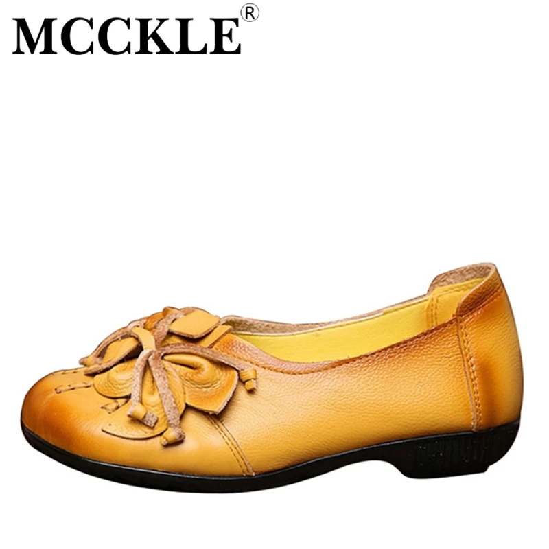 

MCCKLE Women Flat Shoes 2017 New Fashion Ladies Comfort Walking Loafers,Spring Slip-ons Women Casual Flat Leather Shoes