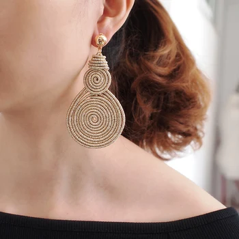 

Bohemian Alloy Spiral Statement Earrings Women Vintage Metal Drop Dangle Earrings Jewelry Wholesale 2019 UKEN