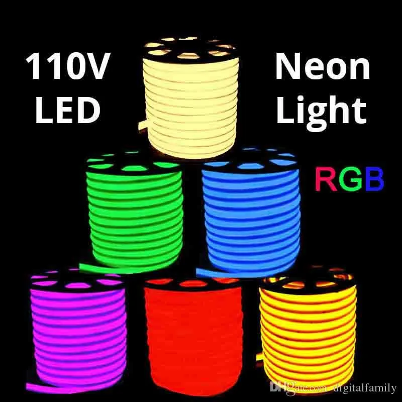 RGB AC 110V неоновая веревка Светодиодная лента 50 метров наружная Водонепроницаемая