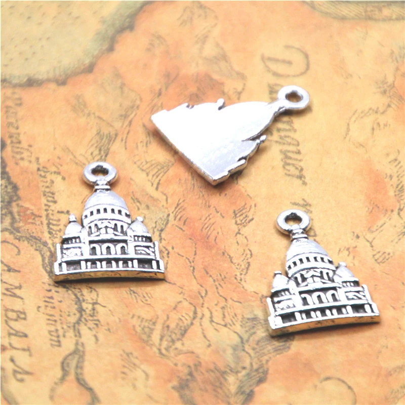 

15pcs/lot church charm Antique Tibetan silver tone Religious beliefs architecture Charms Pendant 23x16mm