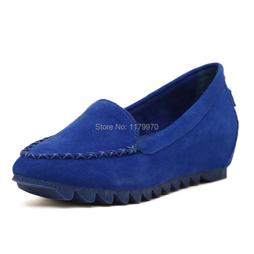 

2016 Women's Genuine Fur Loafers Inner Increase Single shoes Loafers Shoes for Pregnant Woman Anti-Slip Fur Leather Shoes