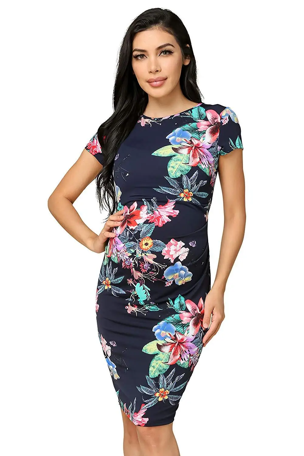 

New Printed maternity dresses pregnant women Summer Maternity Short Sleeve O-neck Floral Print Dress Pregnancy fashion dresses