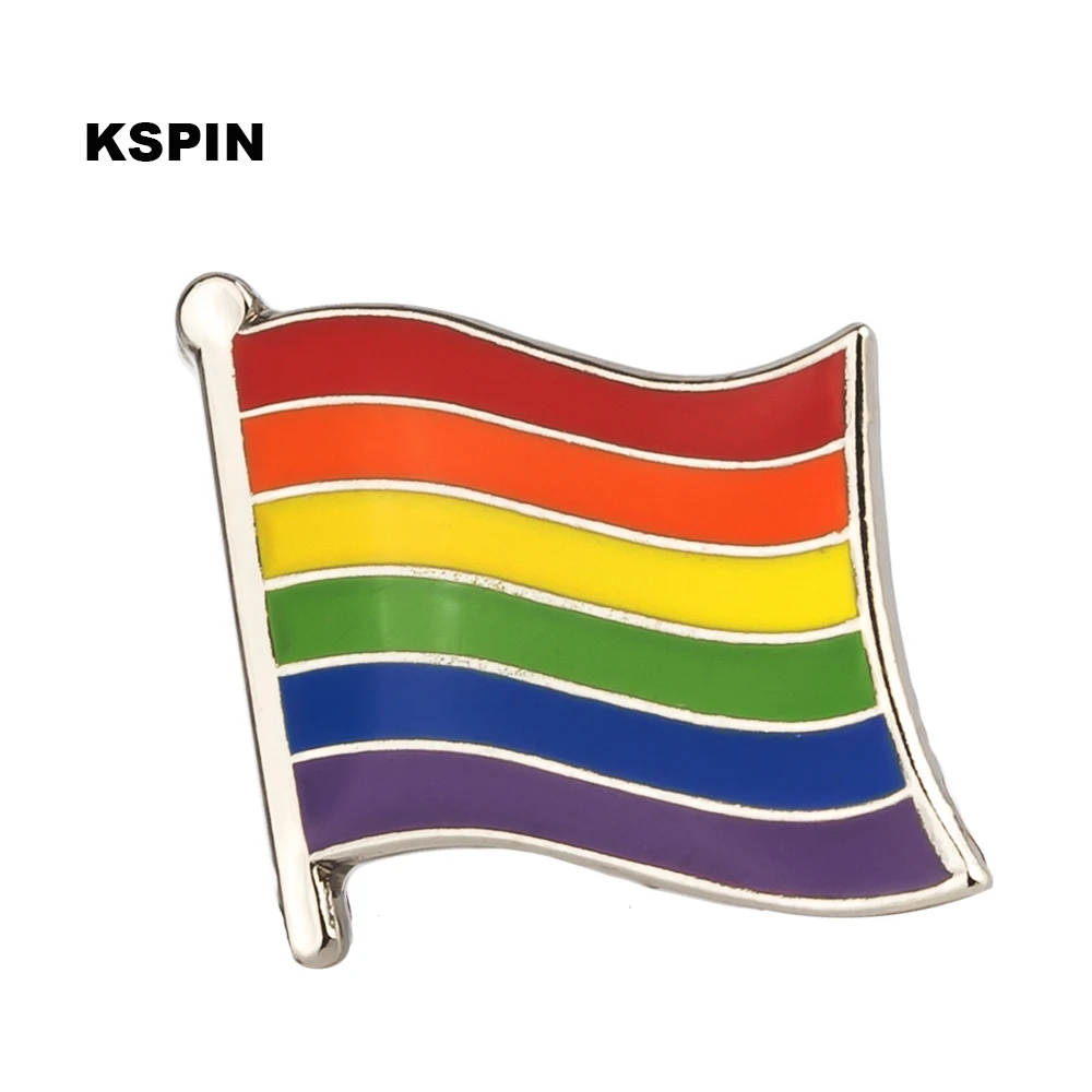 Gay Pride Rainbow 6 Colors Flag Metal Badges on Backpack Set Brooch Jewelry for Clothes  XY0323