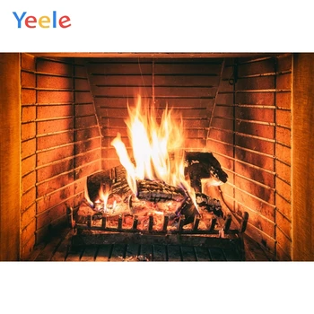 

Yeele Fireplace Firewood Lattice Brick Wall Interior Photography Background Customized Photographic Backdrops for Photo Studio