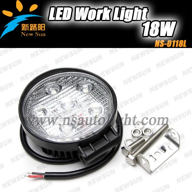 

Powerful 18W round LED work light spot beam IP67 for Car Truck 4X4 SUV Offroad Head Roof driving light 10-30V free shipping