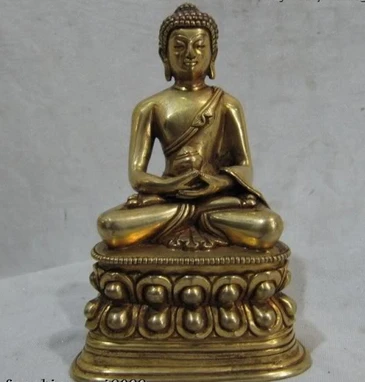 

003528 Tibet temple 100% Pure Bronze 24K Gild Kwan-Yin Amitabha Sakyamuni Buddha Statue