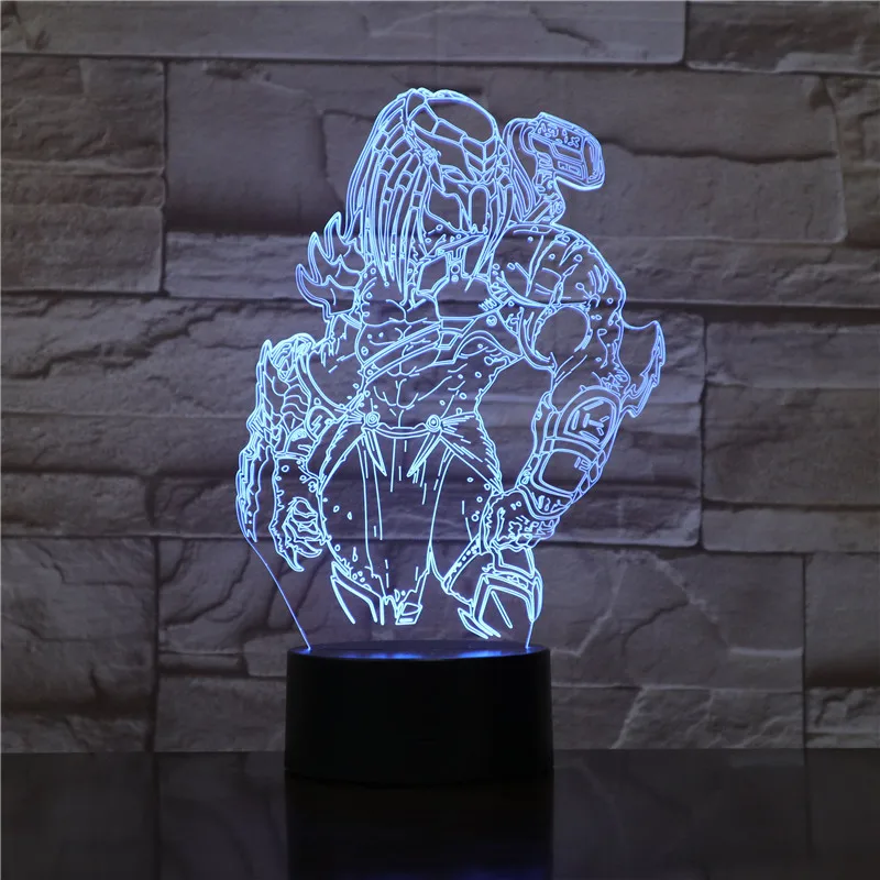  Predator 3D Lamp LED Changing Night lights Visual Illusion 7 Colors Changing LED Alien vs Wolf Pred