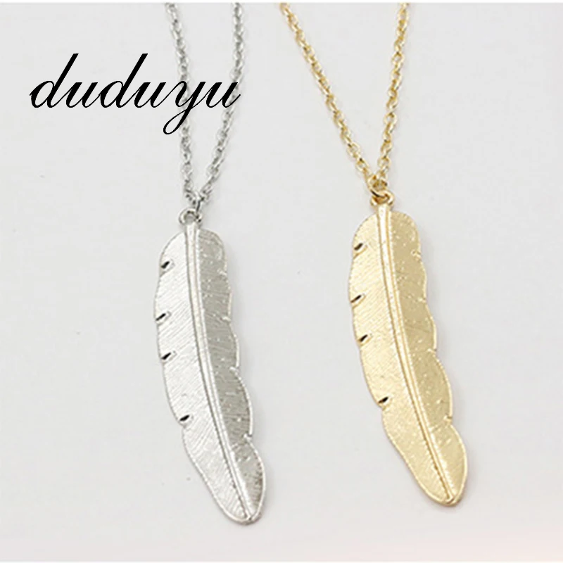 

2019 Fine Jewelry Gold Color Necklaces Charms Feather Hand Pendants Necklaces For Women Smart Girls Wholesales Hot Sale