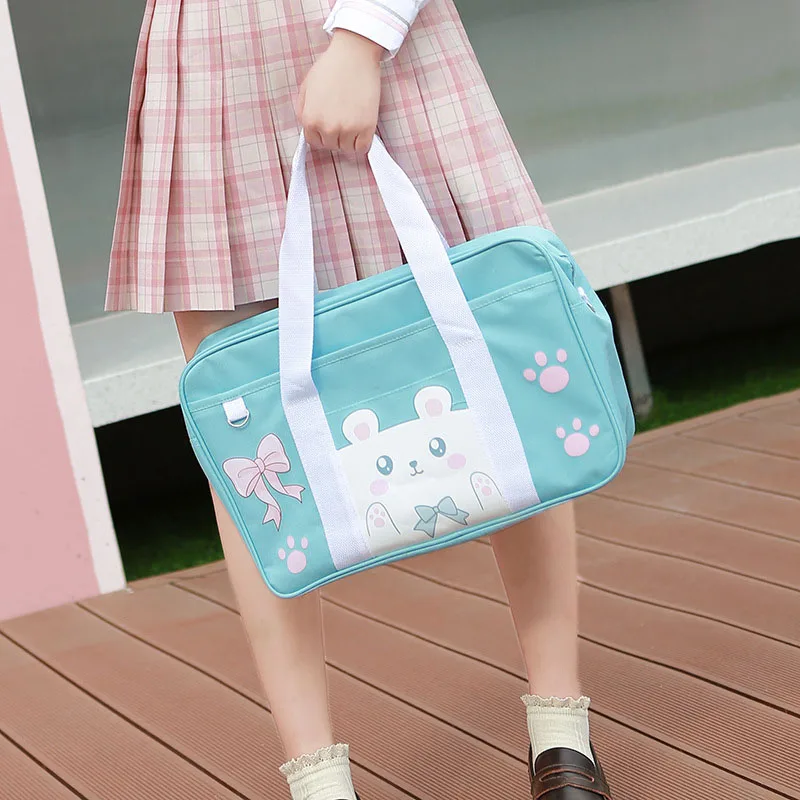Японская форма JK аниме мультфильм милый кот Медведь Свинья бант Студенческая школьная сумка через плечо Портативная сумка для девочек - Цвет: 5