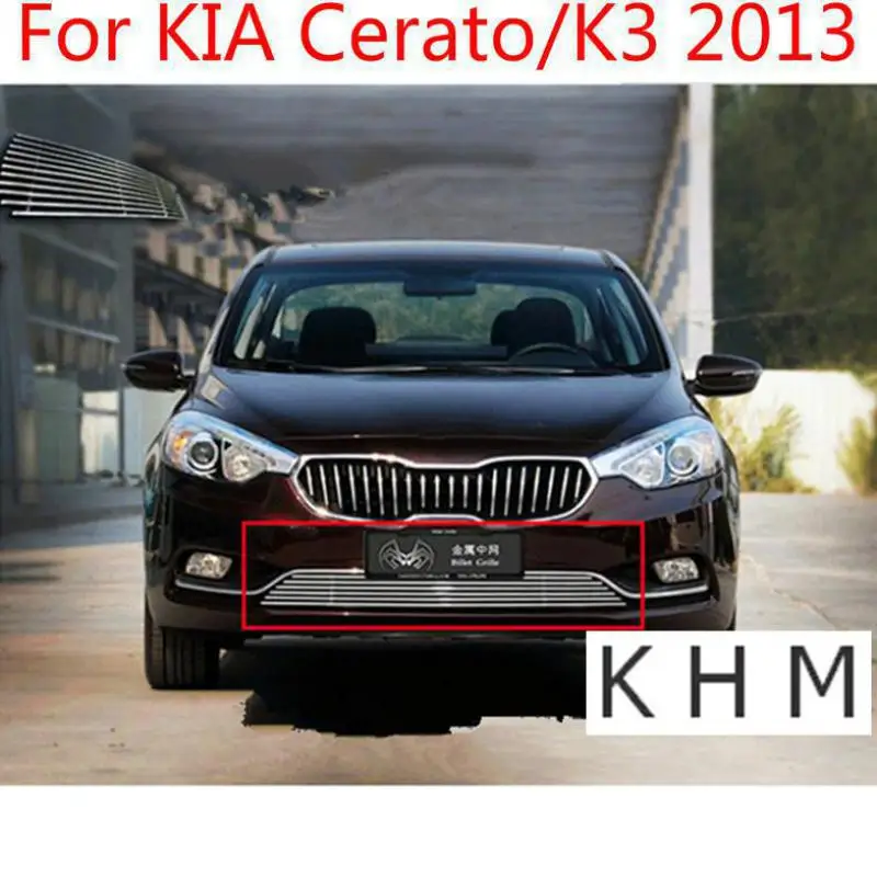 Для KIA Cerato/K3 2013 Высококачественная передняя решетка из нержавеющей стали вокруг отделки гоночных грилей отделка автомобиля-Стайлинг