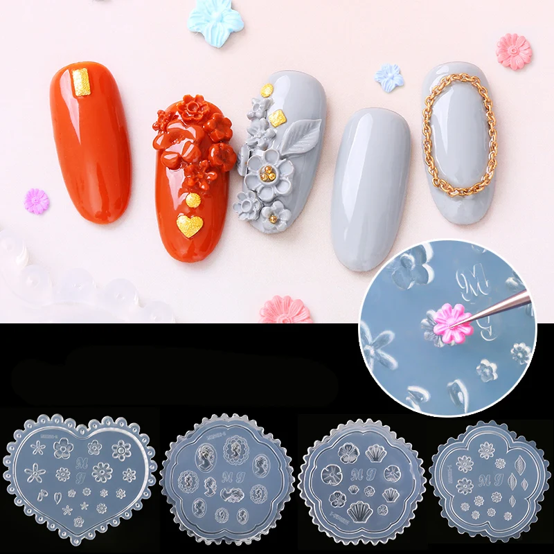 PinPai 3D Silicone Mold Nail Stamping Nails Carving Stamping Plate Nail Art Template UV Gel Polish