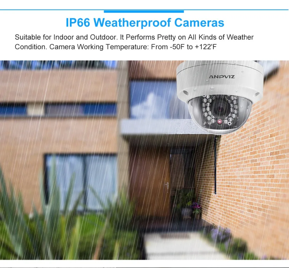Anpviz 4MP купольная IP камера PoE наружная крытая Водонепроницаемая инфракрасная
