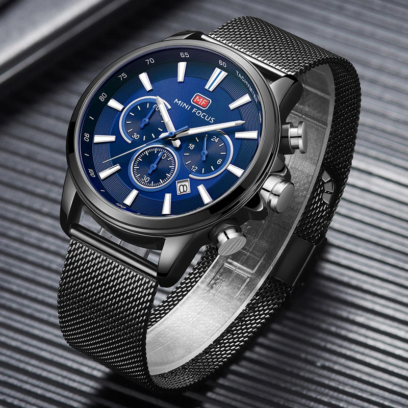 MINIFOCUS Men Watches Stainless Steel 24 Hour Luminous Hands Fashion Top Luxury Brand Waterproof Sport Quartz Wristwatches Black MINIFOCUS Men Watches Stainless Steel 24 Hour Luminous Hands Fashion Top Luxury Brand Waterproof Sport Quartz Wristwatches Black