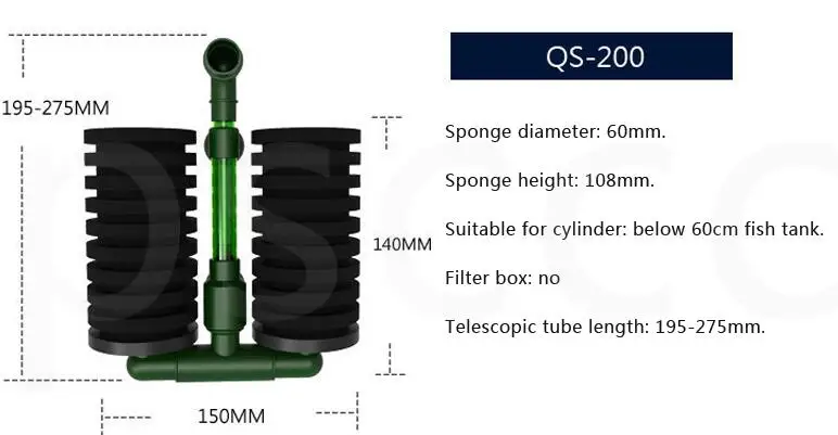 Супер Биохимический Губчатый Фильтр аквариумный био-фильтр Qanvee Био Губка фильтр материал filtermedium masse - Цвет: QS-200
