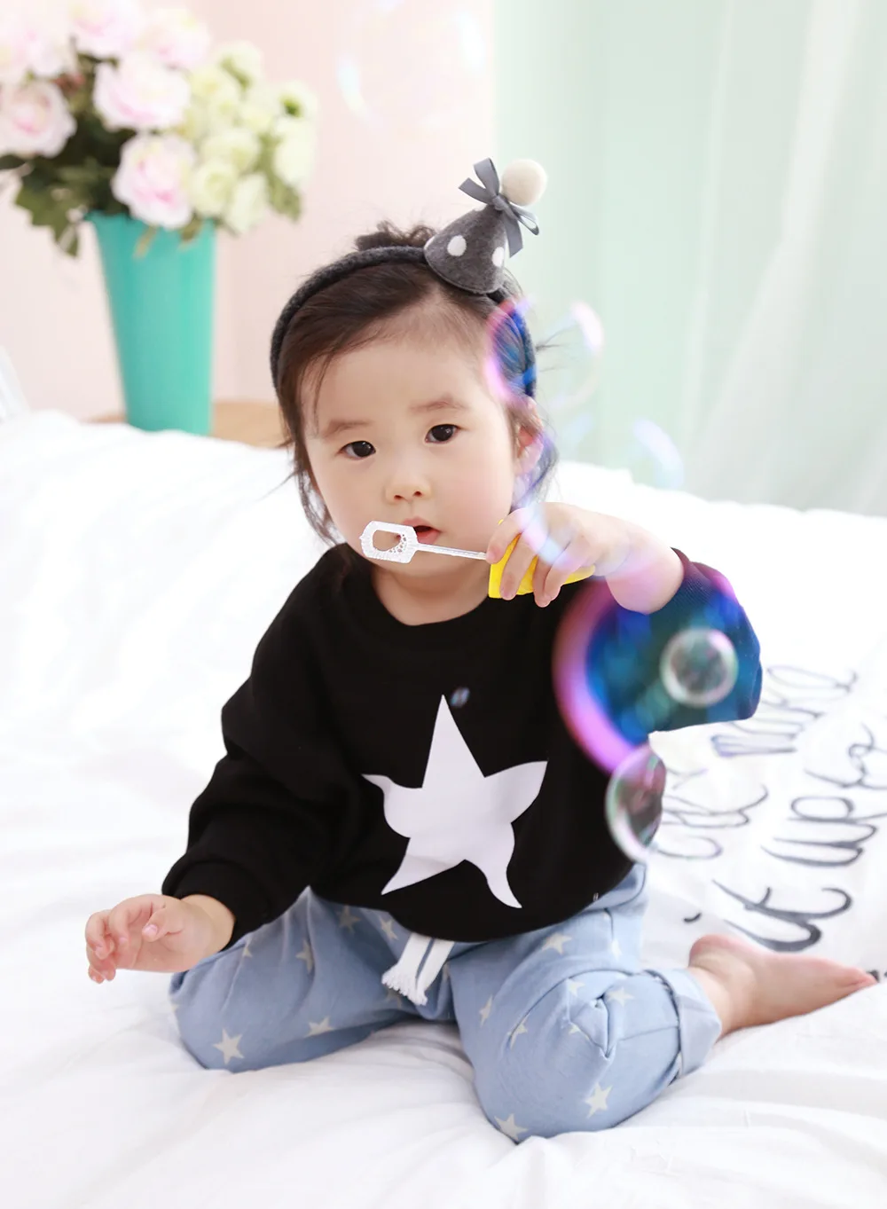 Детская одежда; коллекция года; Осенняя мода для мальчиков и девочек из Южной Кореи; джемпер с узором в виде звезд; свитера для малышей; хлопковая флисовая рубашка