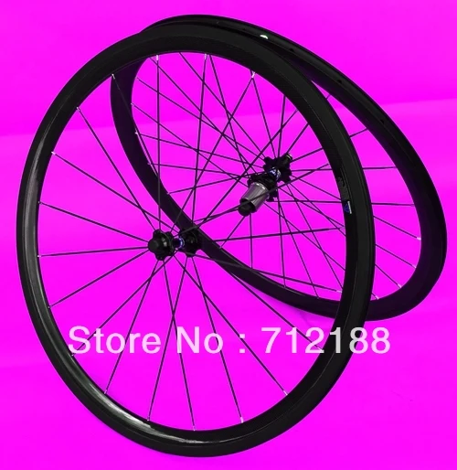 

Полный углеродный клинчер для дорожного велосипеда 700C, комплект колес: 38 мм, обод + спицы + ступица + шпажки