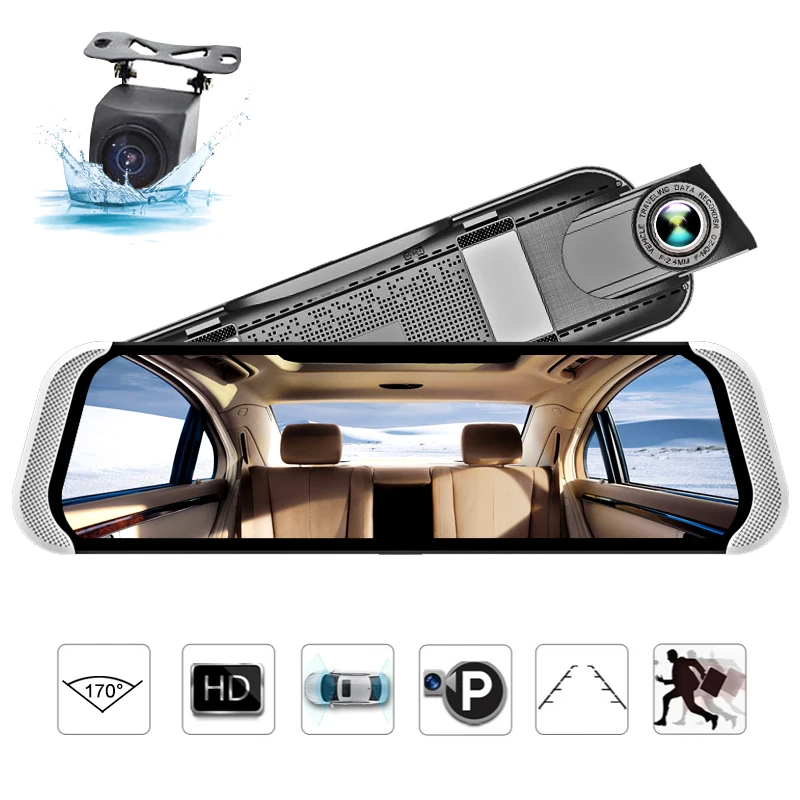 

YANTU Car DVR 10"IPS Touch 4G Mirror dual cam dash Android ADAS GPS FHD 1080P WIFI auto registrar rear view mirror with camera