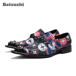 Batzuzhi/роскошная кожаная обувь для мужчин, цветная деловая модельная обувь, мужская обувь с острым металлическим носком, Chaussures Hommes, мужская