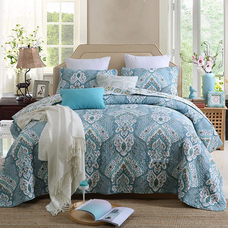 American Bedspread Quilt Set 3pcs Quilted Bedding Cotton Quilts Bed
