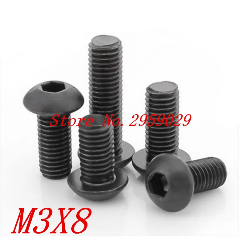 

1000PCS ISO7380 m3*8 M3 x 8mm Steel with black hex hexagon socket button head screw