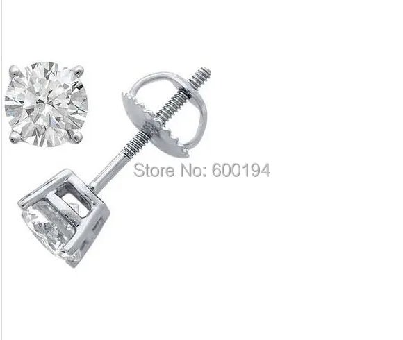 6 мм твердая белая принцесса вырезанная квадратная Cz закручивающаяся задняя часть серьги гвоздики родиевое покрытие