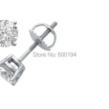 6 мм твердая белая принцесса вырезанная квадратная Cz закручивающаяся задняя часть серьги гвоздики родиевое покрытие
