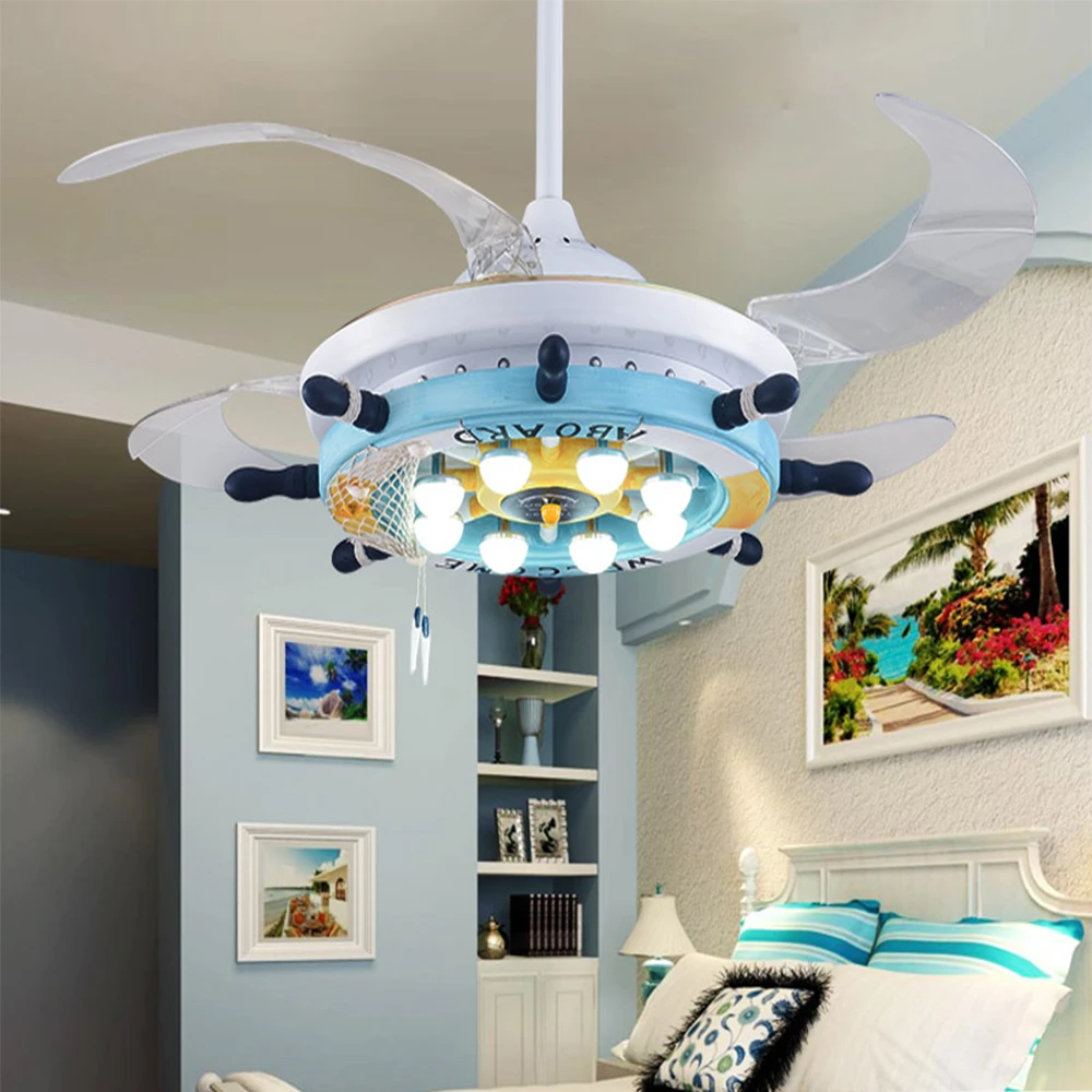 110v 220v Led Cartoon Ceiling Fans Modern Dining Lighting