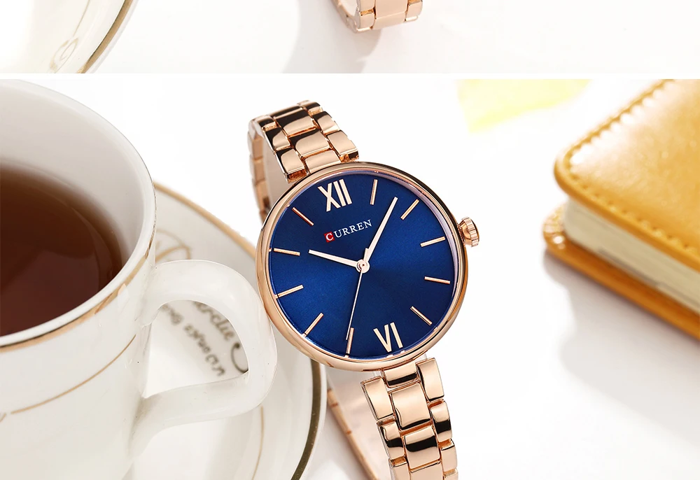 CURREN Simple Fashion Stainless Steel Analog Quartz Wrist Watch Calendar Female Dress Watch Women Clock Relogio Feminino 9017