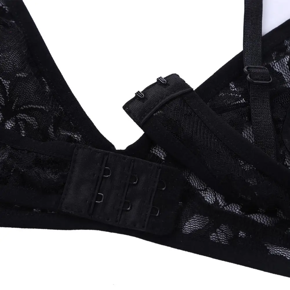 Sexy Tops for Women Clubwear Carnival Adult Costumes Lingerie Lace Floral Nipple Hollow Out Bralette Wire-free Unlined Bra Tops