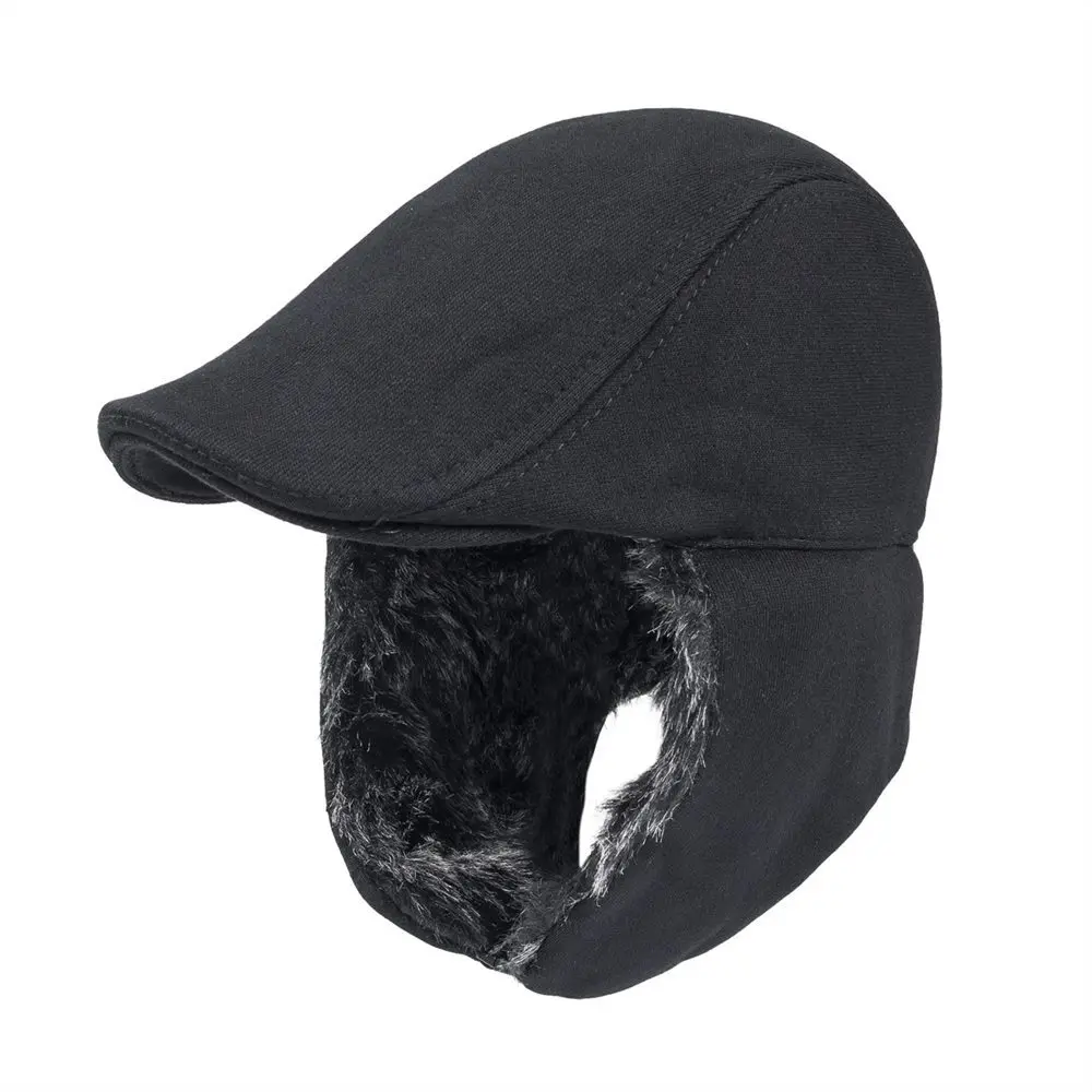 VOBOOM черный зимние теплые Earflap Bomber Hat для мужчин без каблука Плющ кепки защита ушей