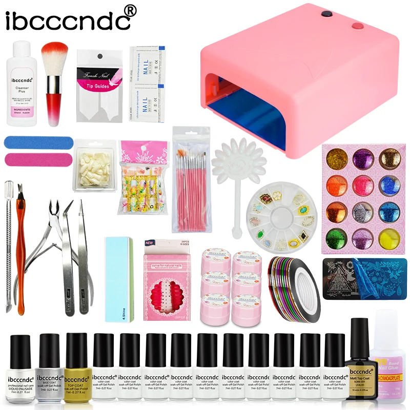 Ibcccndc Nail Art Set 36W UV Lamp 10 Color 7ml Soak off Nail Gel Base Top Coat Polish Remover Flower Gel Manicure Tools File Kit Ibcccndc Nail Art Set 36W UV Lamp 10 Color 7ml Soak off Nail Gel Base Top Coat Polish Remover Flower Gel Manicure Tools File Kit