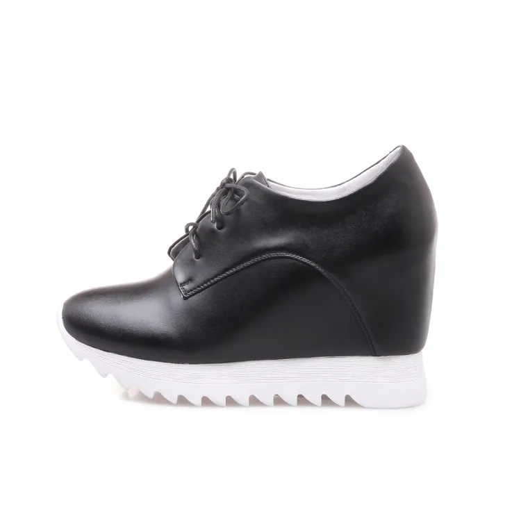 MLJUESE 2018 women pumps Genuine leather increased Internal elegant high heels platform wedges pumps breathable shoes