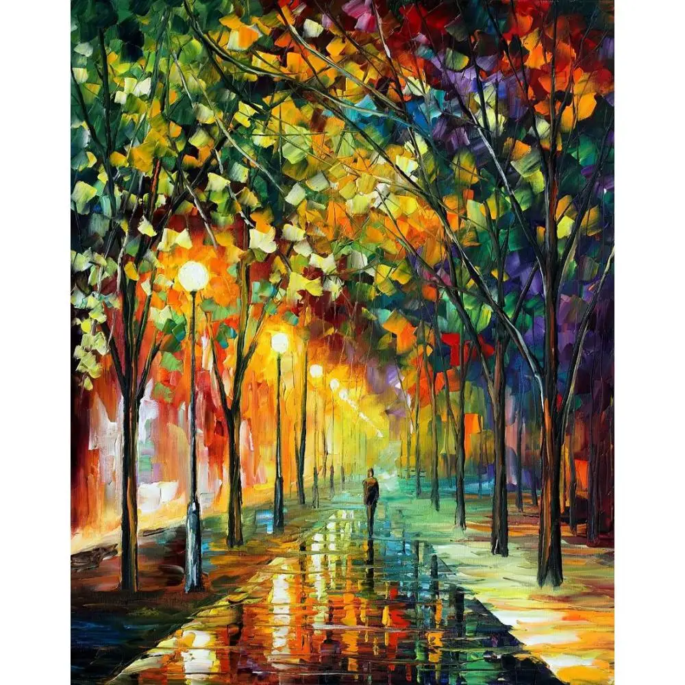 

Landscape Modern paintings with Palette knife art oil on Canvas green dreams Handmade high quality