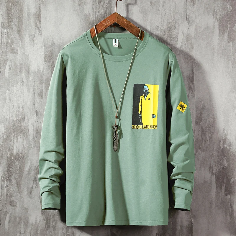 

Trendy Male Long Sleeve T-Shirt Creative Printing Men's T-Shirts O-Neck Autumn Comfortable Long Sleeve T-Shirt