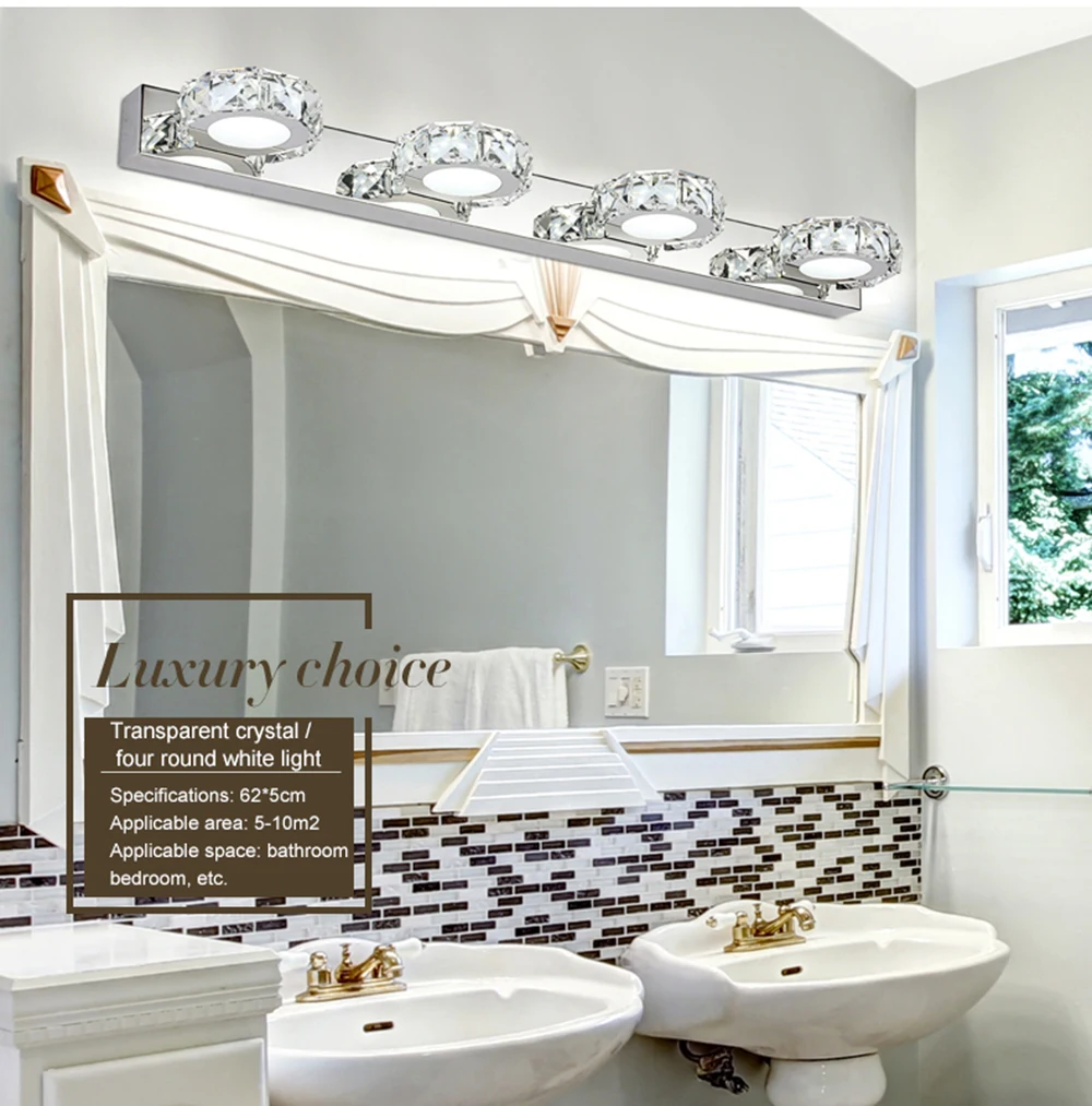 Zerouno, современная хрустальная зеркальная лампа, 16 см, 32 см, 46 см, 220 В, зеркало для макияжа, светодиодный настенный светильник, драйвер, IP44, водонепроницаемая лампа для мытья ванной комнаты