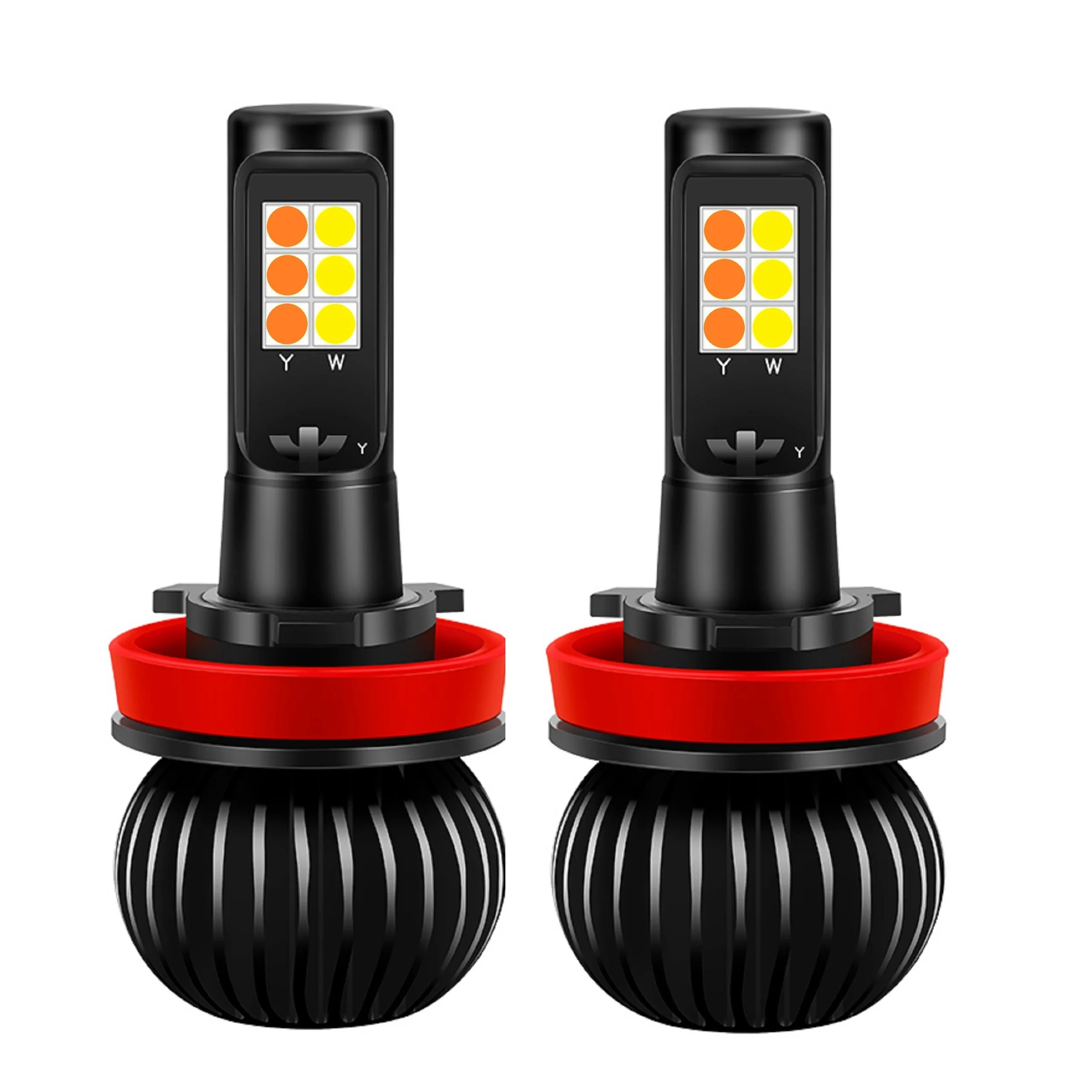 

2PCS Dual Colors Yellow White Switchback H11 H8 H9 9005 HB3 9006 HB4 H7 H1 H3 880 881 LED Bulbs Car Anti Fog Lights Auto FogLamp