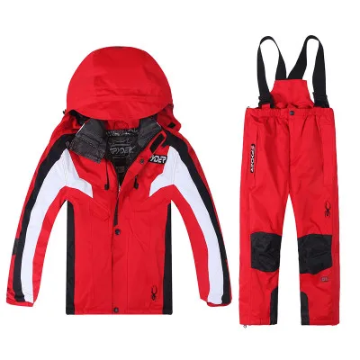 Детский лыжный костюм из полиэстера и хлопка; теплая куртка и брюки для мальчиков и девочек