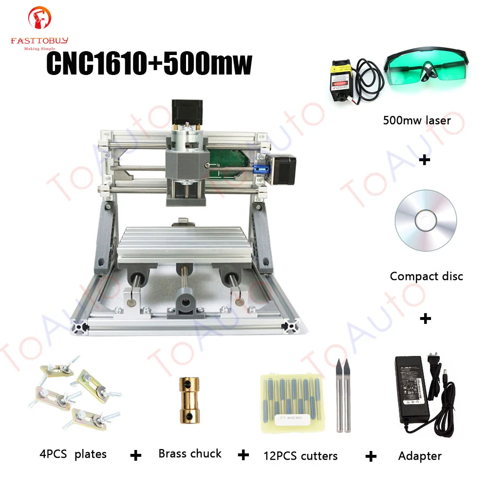 CNC Laser Engraving Machine CNC1610 110-240VAC 160*100*40mm 9000rpm for Plastics/Wood/Acrylic/PVC/PCB Mini CNC Engraving Machine