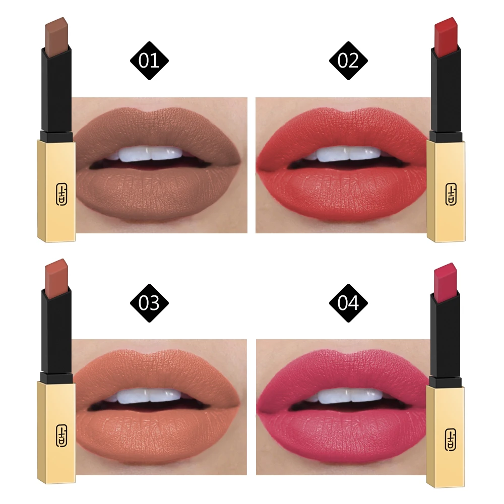 

VIBELY Small gold bars matte square waterproof long-lasting make up lipstick lipstick