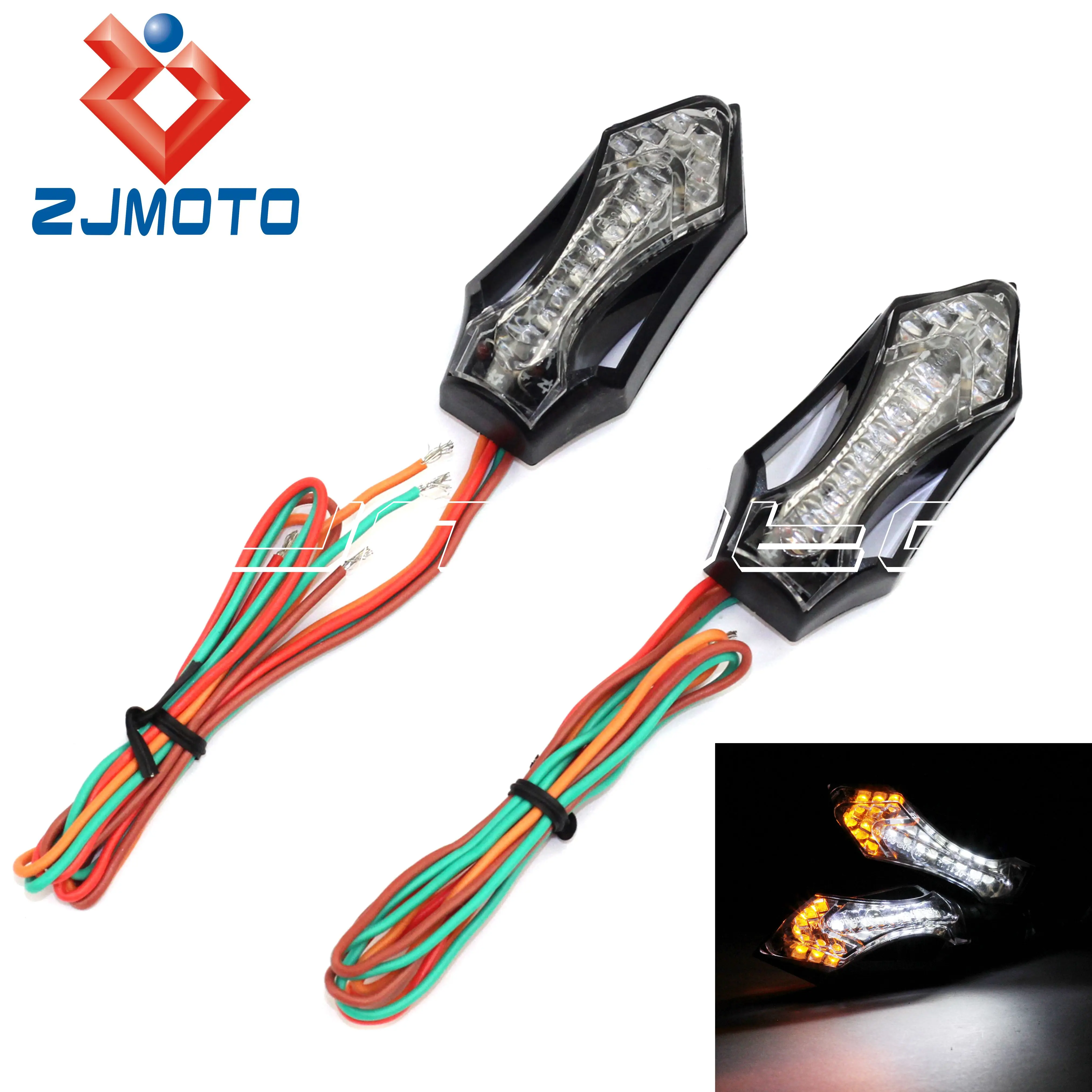 2x 12V Motorcycle White Amber LED Turn Signal Lights Indicators