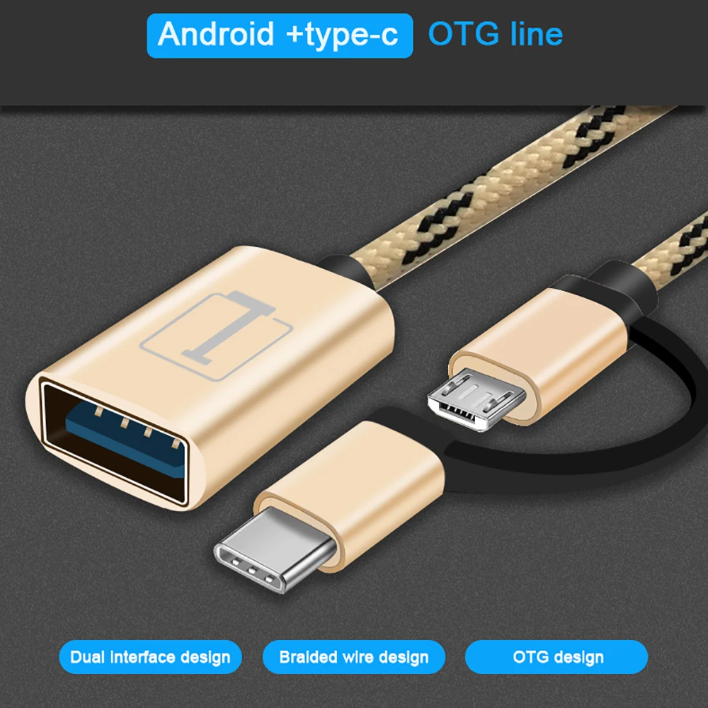 Robotsky 2 في 1 نوع C المصغّر USB وتغ مهائي كابلات الروبوت USB وتغ محول ل Xiaomi Redmi سامسونج موصل USB وتغ محول