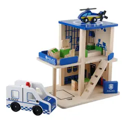 Элитная деревянная полицейская станция игровой набор с полицейской машиной DIY миниатюрный проект комплект для детей мальчиков и девочек
