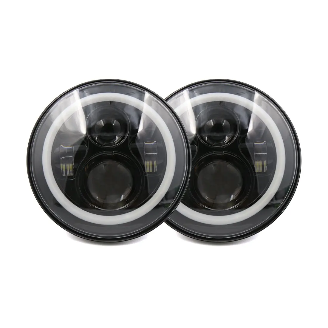 

X AUTOHAUX 2pcs DC 10-30V 7" Round LED Headlight H4 High Low Beam Headlamp Bulb Turn Signal Light For Jeep Wrangler JK TJ LJ CJ