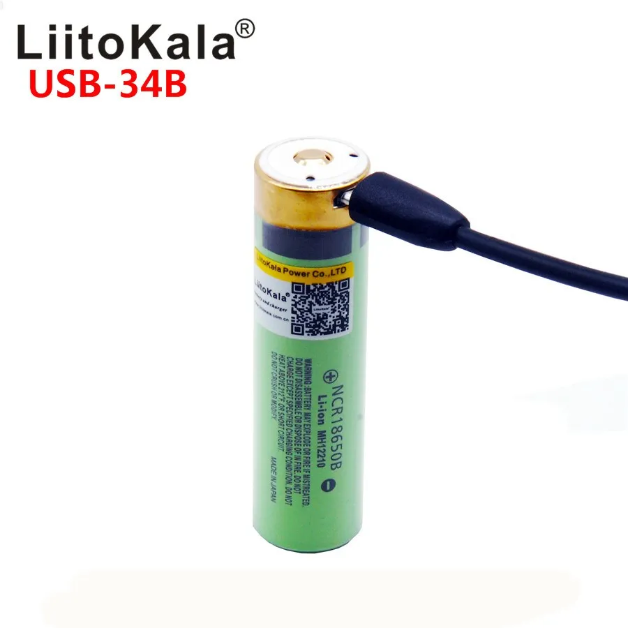 LiitoKala USB-34B 3,7 V 18650 3400mAh литий-ионная USB аккумуляторная батарея с светодиодный светильник-индикатор DC-Charging