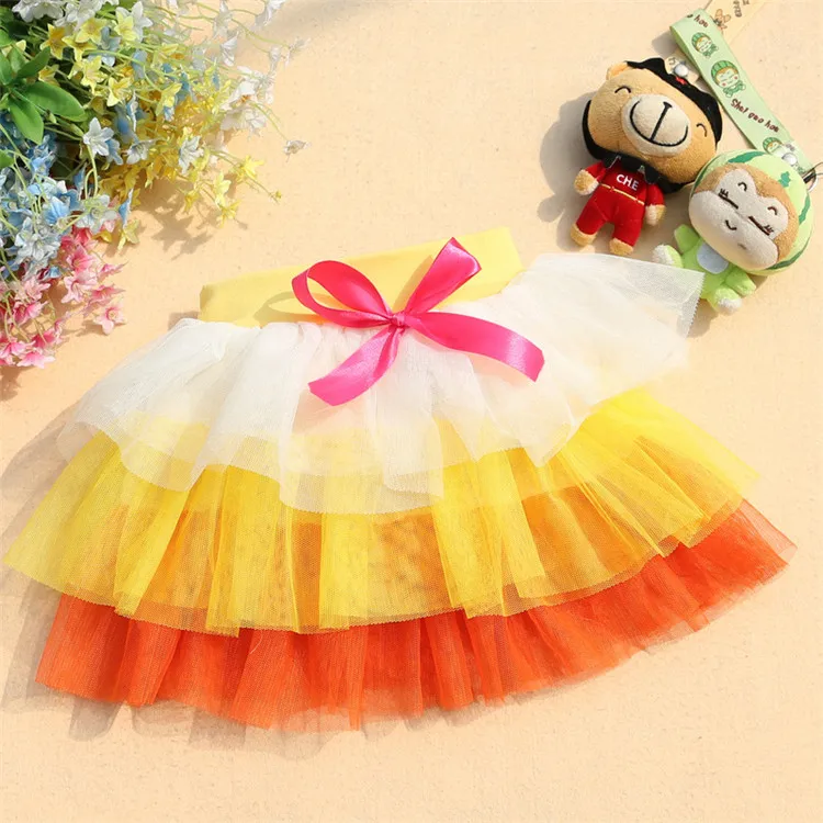 W-8, для маленьких девочек, для девочек многослойная юбка-пачка, бальный наряд сетки мини-юбка, 3 вида цветов оборками - Цвет: orange