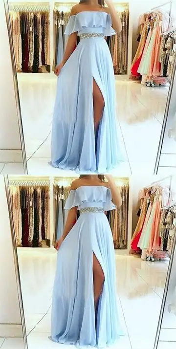 Robe De Soiree Chiffon Evening Dress Long Side Slit Formal Dress Off the Shoulder Abiye Gece Elbisesi Abendkleider 2019 Robe De Soiree Chiffon Evening Dress Long Side Slit Formal Dress Off the Shoulder Abiye Gece Elbisesi Abendkleider 2019