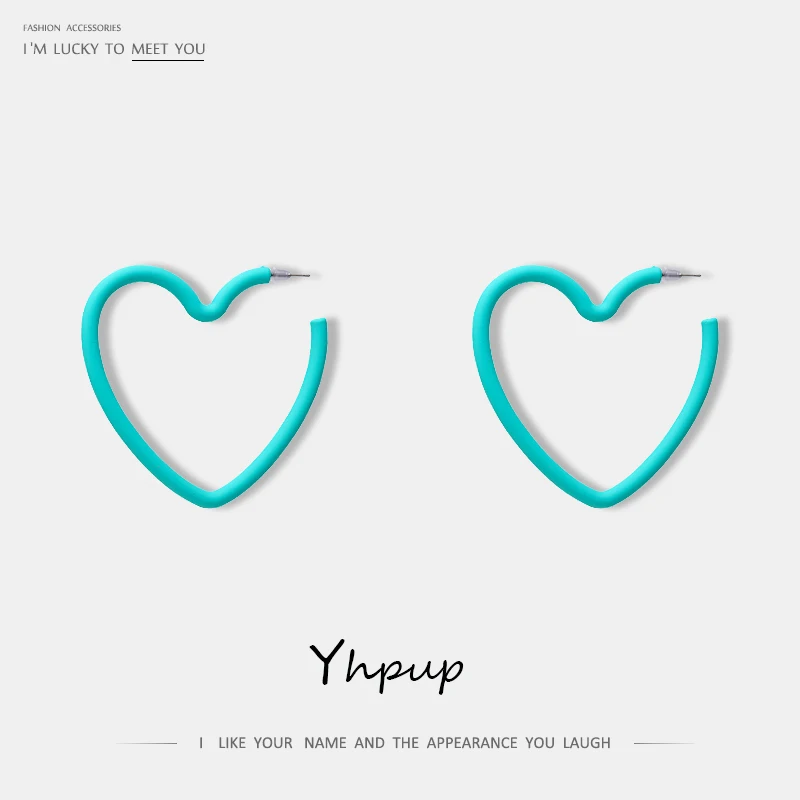 Yhpup, милые серьги-гвоздики в виде Гипербола с большим сердцем, геометрические серьги-гвоздики, массивные, полимерные, акриловые, Oorbellen для девочек, летние ювелирные изделия, подарок, Новинка