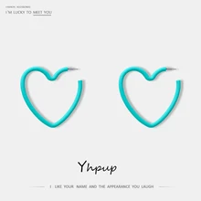 Yhpup, милые серьги-гвоздики в виде Гипербола с большим сердцем, геометрические серьги-гвоздики, массивные, полимерные, акриловые, Oorbellen для девочек, летние ювелирные изделия, подарок, Новинка