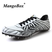 Для мужчин Для женщин для маленьких мальчиков спортивной площадки; для беговой дорожки; с шипами с дышащей сеткой шиповки Бег Спорт ногти Кроссовки черные спортивные шиповки